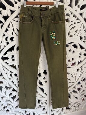 NWT Killah Deadstock Y2K Olive Jeweled  Jeans Sz 28